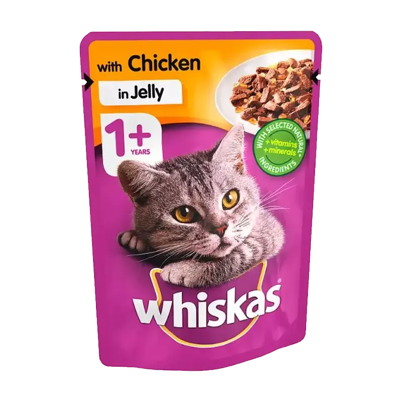 پوچ گربه ویسکاس مدل Chicken in Jelly وزن 100 گرم