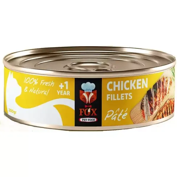 کنسرو غذای گربه فاکس مدل Chicken طعم فیله مرغ وزن 200 گرم