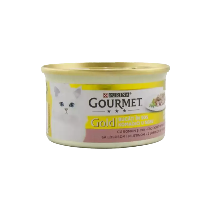 کنسرو غذای گربه با طعم بوقلمون و اردک گورمت Gourmet Gold Turkey & Duck وزن 85 گرم