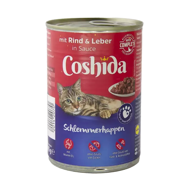 کنسرو غذای گربه کوشیدا با طعم گوشت گاو و جگر Coshida Beef & Liver وزن 415 گرم