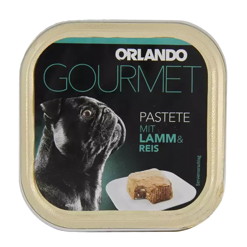 خوراک کاسه ای سگ اورلاندو مدل Lamb & Rice pate وزن 150 گرم