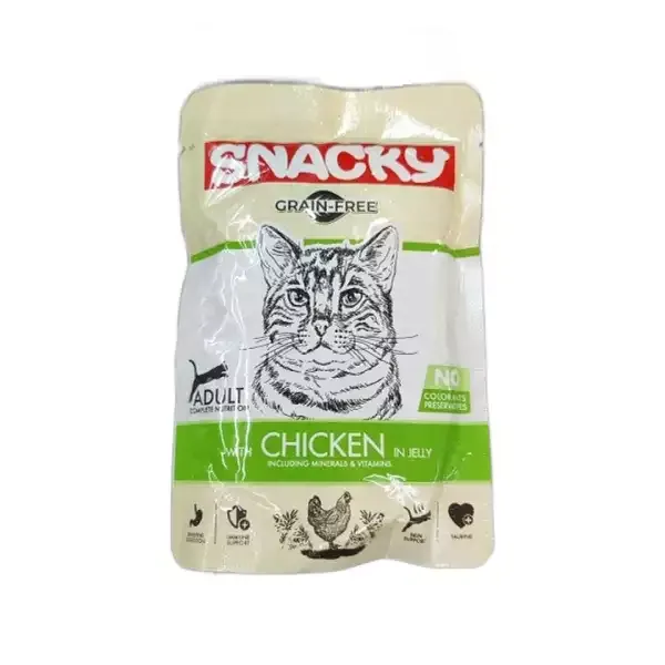 پوچ گربه اسنکی مدل Snacky Chicken In Jelly طعم مرغ در ژله وزن 85 گرم