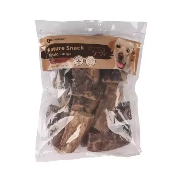 تشویقی سگ فلامینگو مدل اسنک شش بوفالو Nature Snack Buffalo Lungs وزن 200 گرم