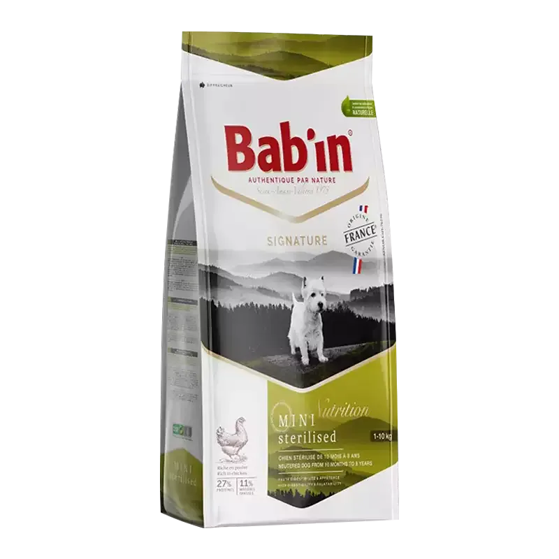 غذای خشک سگ بابین Babin Adult Mini Sterilised Chicken وزن 8 کیلوگرم