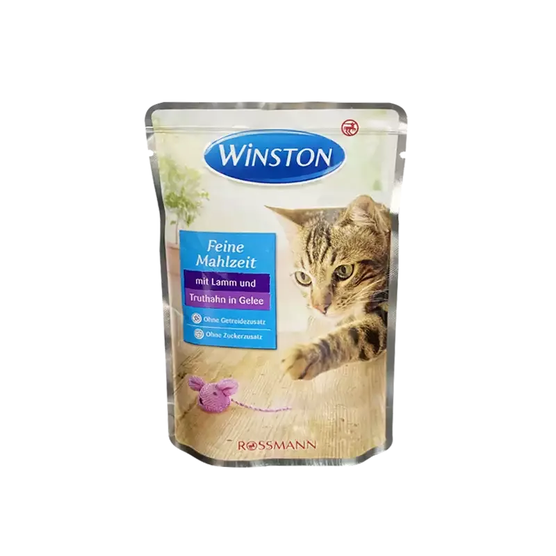 پوچ گربه وینستون با طعم بره و بوقلمون در ژله Winston Lamb & Turkey In Jelly وزن 100 گرم