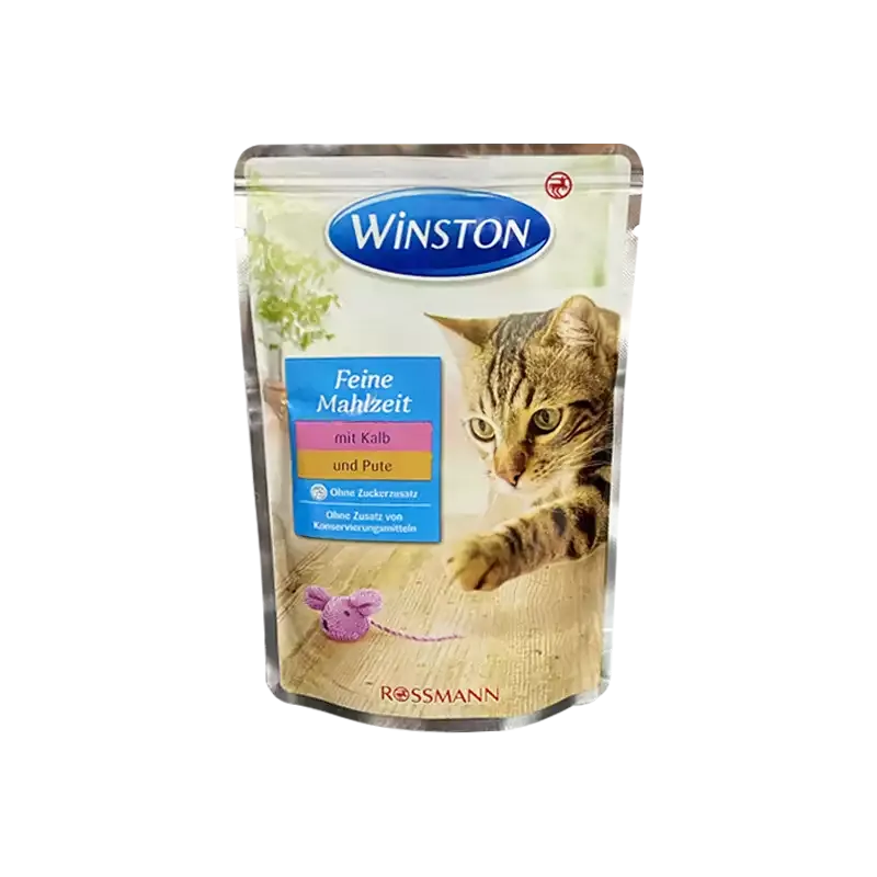 پوچ گربه وینستون با طعم گوشت گوساله و بوقلمون Winston Veal & Turkey وزن 100 گرم