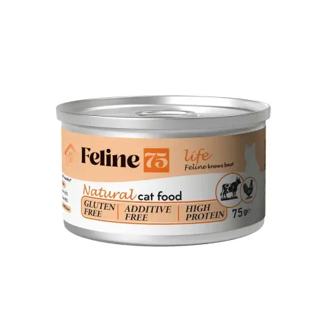 کنسرو گربه فیلاين نچرال Feline طعم مرغ و گوشت وزن 75 گرم