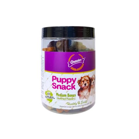 تشویقی سگ استخوان های متوسط گناولز مخصوص پاپی Genawlers Puppy Snack Medium Bones وزن 250 گرم