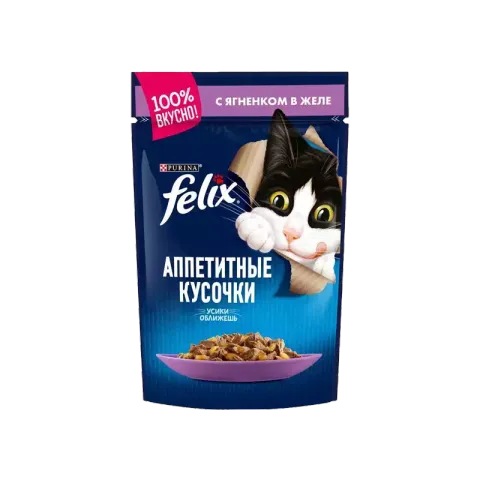 پوچ گربه فلیکس با طعم بره Felix Lamb وزن 85 گرم