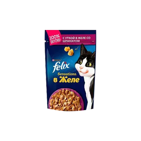 پوچ گربه فلیکس با طعم اردک Felix Duck وزن 85 گرم