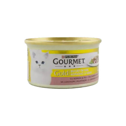 کنسرو غذای گربه با طعم بوقلمون و اردک گورمت Gourmet Gold Turkey & Duck وزن 85 گرم