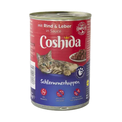کنسرو غذای گربه کوشیدا با طعم گوشت گاو و جگر Coshida Beef & Liver وزن 415 گرم