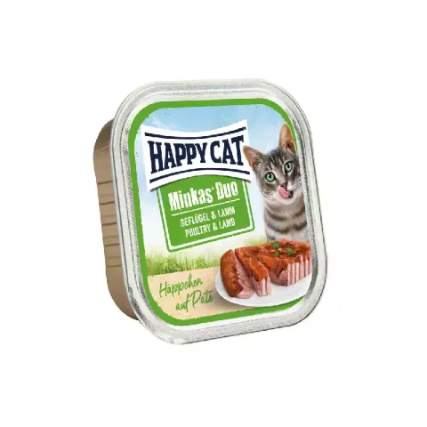 غذای كاسه ای ووم گربه هپی كت مدل Poultry & Lamb طعم مرغ و بره وزن 100 گرم