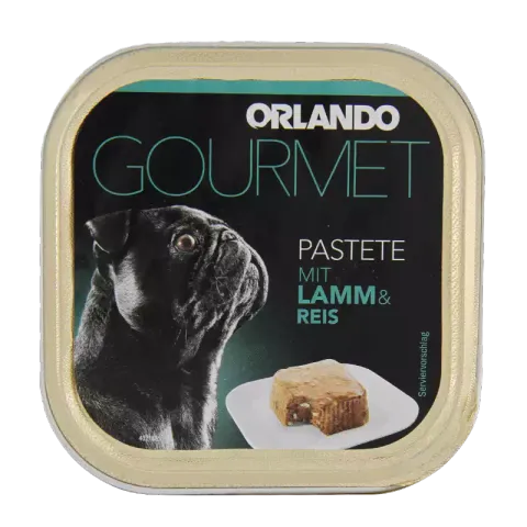 خوراک کاسه ای سگ اورلاندو مدل Lamb & Rice pate وزن 150 گرم