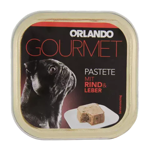 غذای کاسه ای سگ اورلاندو مدل Beef & Liver pate وزن 150 گرم