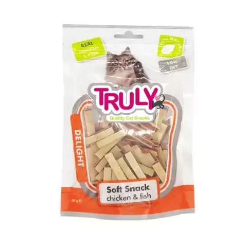 تشویقی گربه ترولی مدل اسنک نرم مرغ و ماهی Truly Soft Snack Chicken & Fish وزن 50 گرم
