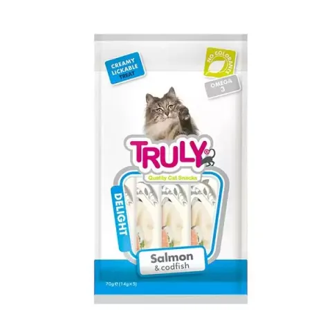 بستنی گربه ترولی مدل سالمون و ماهی كاد Truly Salmon & Codfish بسته 5 عددی