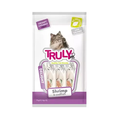 بستنی گربه ترولی مدل میگو و ماهی كاد كم كالری Truly Shrimp & Codfish بسته 5 عددی