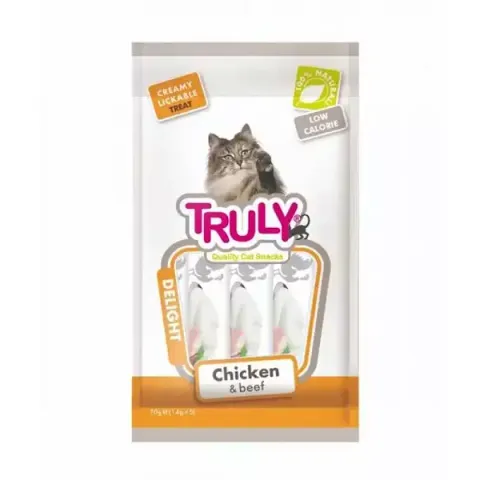 بستنی گربه ترولی مدل مرغ و گوشت گاو كم كالری Truly Chicken & Beef بسته 5 عددی