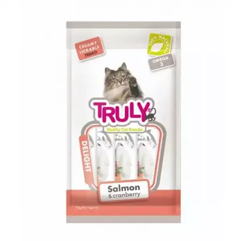 بستنی گربه ترولی مدل سالمون و كرنبری Truly Salmon & Cranberry بسته 5 عددی