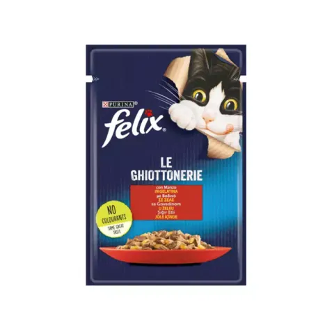 پوچ گربه فلیکس با طعم گوشت گاو در ژله Felix Beef in Jelly وزن 85 گرم