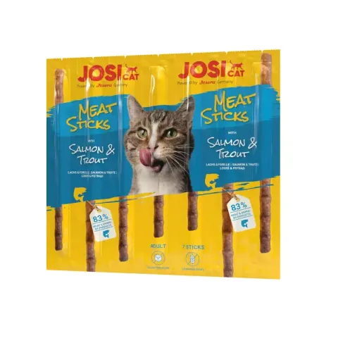 تشویقی مدادی گربه جوسرا با طعم سالمون Josicat Meat Sticks Salmon & Trout بسته 7 عددی
