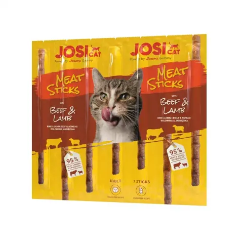 تشویقی مدادی گربه جوسرا با طعم بیف و بره Josicat Meat Sticks Beef & Lamb بسته 7 عددی