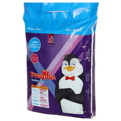 زیرانداز بهداشتی مستر پنگوئن سایز 90*60 بسته 5 عددی