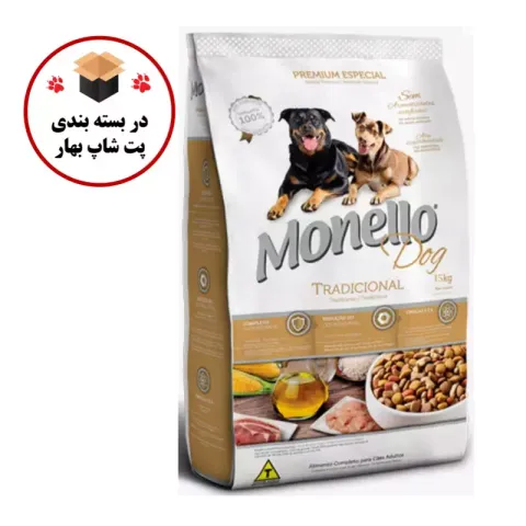 غذای خشک سگ بالغ مونلو مدل Traditional وزن 1 کیلوگرم