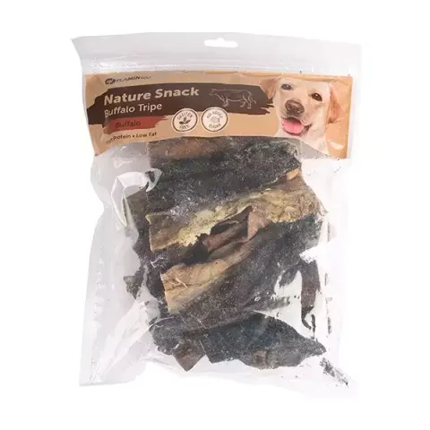 تشویقی سگ فلامینگو مدل اسنک سیرابی بوفالو Nature Snack Buffalo Tripe وزن 500 گرم