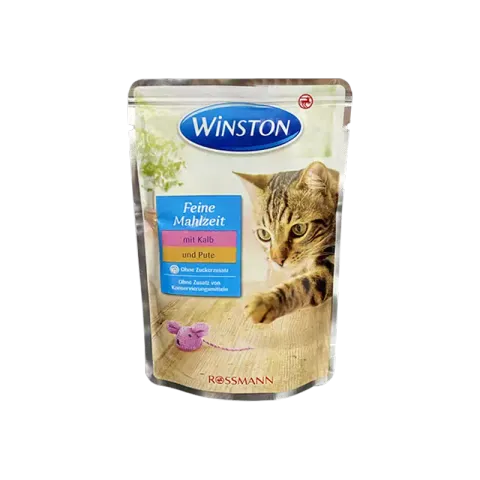 پوچ گربه وینستون با طعم گوشت گوساله و بوقلمون Winston Veal & Turkey وزن 100 گرم